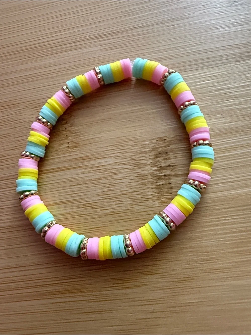 Kids Pastel Stackable Bead Bracelet - Pink, Yellow & Blue